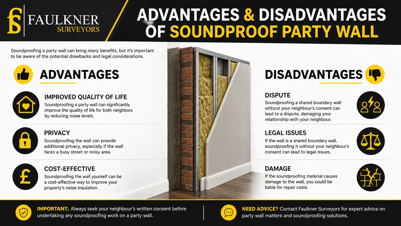Can you soundproof a Party wall? 2 Advantages and Disadvantages of Soundproof Party Wall Eastbourne