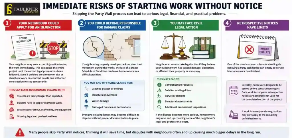 What Happens If You Start Work Without a Party Wall Notice? 1 Immediate Risks of Starting Work Without Party Wall Notice Eastbourne
